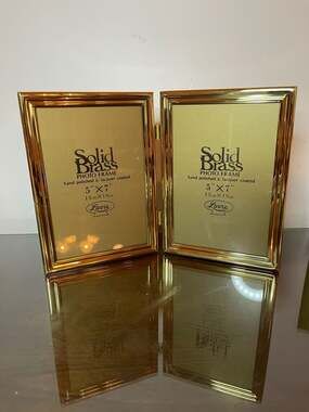 Vintage Lavie Solid Brass Double 5x7 Folding Hinged Photo Frame New